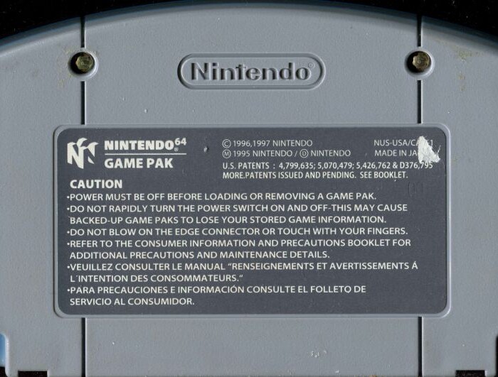 Game Pak Back